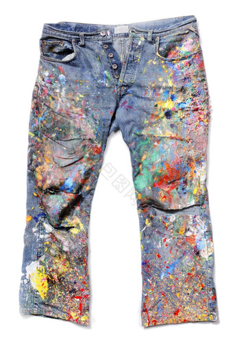 老牛仔裤覆盖与丙烯酸艺术家rsquo油漆