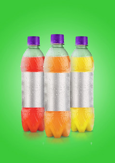 不规则的形状的塑料sodaor矿物瓶孤立的彩色的工作室背景渲染