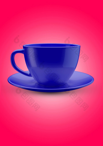 现实的空白咖啡<strong>茶杯</strong>子杯与处理杯瓷为茶咖啡模板模型孤立的现实的<strong>茶杯</strong>为早餐插图