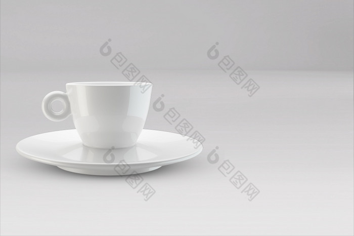 现实的空白咖啡茶杯子杯与处理杯瓷为茶咖啡模板模型孤立的现实的茶杯为早餐插图