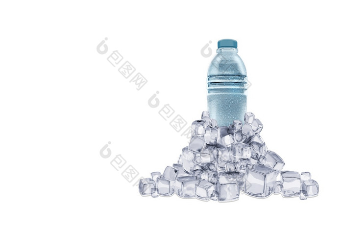 呈现清晰的水与宠物水瓶孤立的白色背景的瓶可以剪和取代与你的瓶