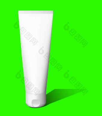 化妆品模型模板绿色背景塑料容器为化妆品产品管奶油能美产品孤立的白色背景呈现