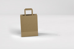 关闭视图购物袋从工艺纸与处理白色背景呈现孤立的插图合适的为你的元素设计