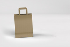 关闭视图购物袋从工艺纸与处理白色背景呈现孤立的插图合适的为你的元素设计