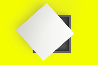 纸礼物盒子广场白色盒子黄色的背景包装为模型礼物盒子呈现