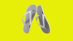 热带白色凉鞋孤立的黄色的背景合适的为你的设计元素