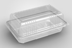 呈现空透明的蛤壳牌狭窄的容器孤立的白色背景适合为你的设计项目