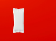 呈现空白白色零食酒吧孤立的红色的背景适合为你的设计项目