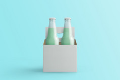 两个各种各样的苏打水瓶不含酒精的饮料与白色纸盒子孤立的toscha背景呈现适合为你的设计项目