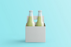 两个各种各样的苏打水瓶不含酒精的饮料与白色纸盒子孤立的toscha背景呈现适合为你的设计项目
