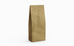 茶咖啡棕色（的）纸包装袋孤立的白色背景呈现