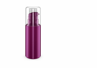 深淡紫色nacre喷雾布特尔模型孤立的从背景洗发水塑料布特尔包设计空白卫生医疗身体面部哪模板插图