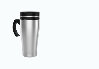 呈现不锈钢钢旅行杯子为咖啡茶孤立的白色背景合适的为你的模拟元素项目