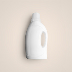 呈现空白白色化妆品塑料瓶与下降处理孤立的灰色背景适合为你的模型设计