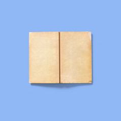 软书封面上行下来开放孤立的蓝色的背景古董概念