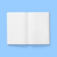 回来学校概念硬封面空白白色书中间页面开放孤立的蓝色的