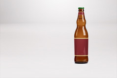 棕色（的）啤酒瓶模型孤立的白色空白标签