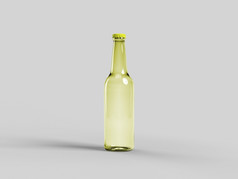 黄色的啤酒瓶模型孤立的空白标签