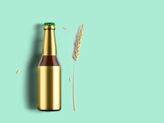 轮瓶与空白黄金箔标签孤立的啤酒聚会概念