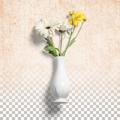 新鲜的花白色花瓶孤立的