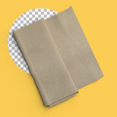 孤立的拍摄折叠棕色（的）餐巾透明的背景