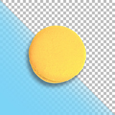 一个黄色的法国macaron前视图孤立的透明的背景