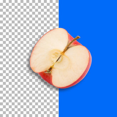 新鲜的一半红色的苹果孤立的透明度背景