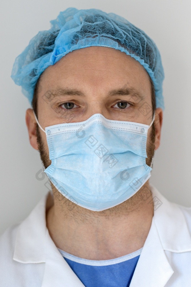 肖像医生与保护脸面具的医院肖像医生与脸面具的医院