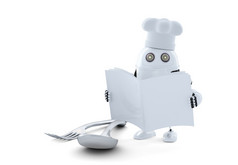 烹饪机器人孤立的白色