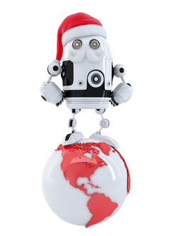 机器人圣诞老人前的全球技术概念孤立的