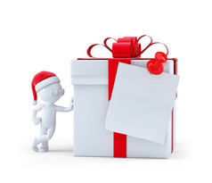 圣诞节礼物盒子与空白卡孤立的白色背景