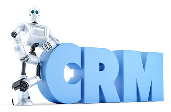 机器人与crm<strong>标志</strong>业务技术概念孤立的在白色包含剪裁路径