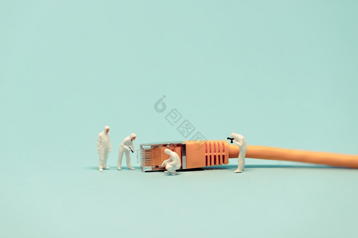 专家与网络电缆宏照片专家与网络电缆