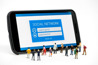 集团人看社会网络标志页面智能手机宏照片集团人看社会网络标志页面智能手机