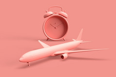 Clos-up报警时钟和飞机旅行概念