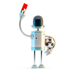 机器人裁判显示的红色的卡插图孤立的