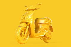 定影现代踏板车黄色的背景插图