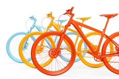 集团色彩斑斓的自行车呈现