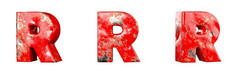 信从红色的挠金属信字母集合集孤立的呈现