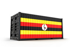 现实的航运货物容器变形与乌干达孤立的呈现