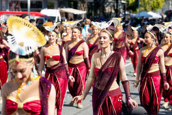利马索尔<strong>塞浦路斯</strong>3月狂欢节参与者在游行