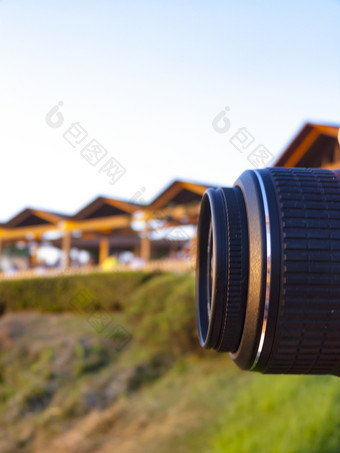 相机照片镜头反映的日落科孚岛<strong>希腊</strong>相机照片镜头反映的日落
