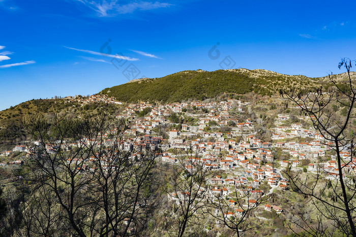 风景如画的山传统的村世外桃源希腊风景如画的山传统的村希腊