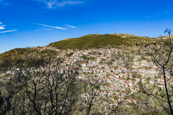 风景如画的山传统的村世外桃源希腊风景如画的山传统的村希腊