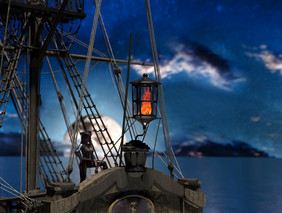 海盗女人帆船月光呈现海盗女人帆船月光
