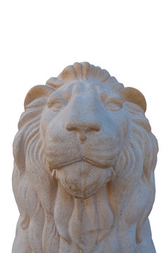 石头雕塑狮子孤立的白色背景