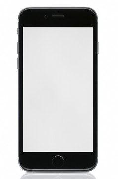 新智能手机与空白屏幕白色背景