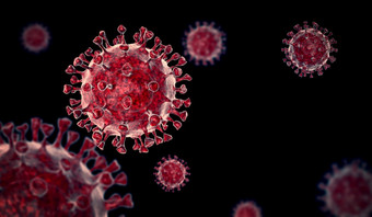 冠状病毒新冠病毒微观病毒电晕病毒疾病插图呈现病毒黑色的背景