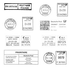 群欧洲邮戳孤立的在白色群欧洲邮戳