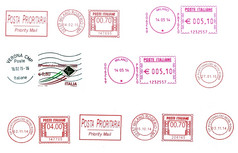 集意大利邮戳孤立的在白色集意大利邮戳